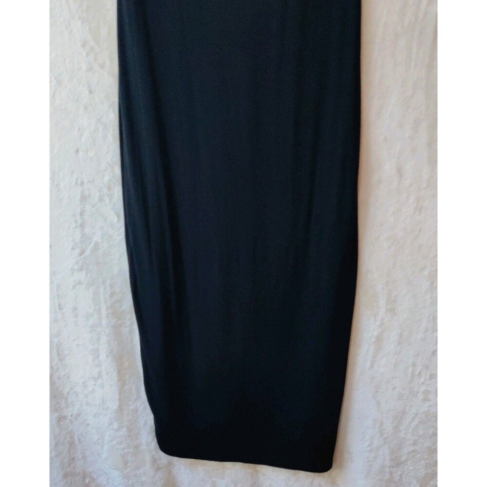 See You Monday Bodycon Midi Dress Black Stretch Cap Sleeve Lined Women's Sz L - Picture 6 of 16